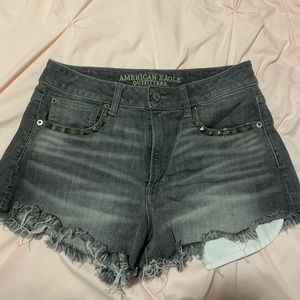 Gray washed American eagle shorts